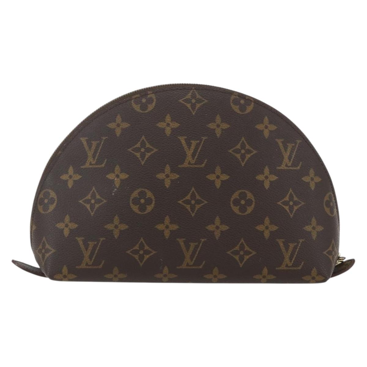 LOUIS VUITTON Monogram Trousse Demi Ronde Cosmetic Pouch M47520 LV Auth ka924