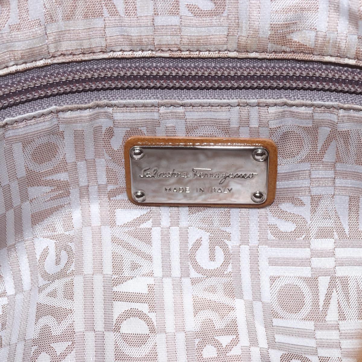 Salvatore Ferragamo Gancini Shoulder Bag Patent leather Brown Silver Auth ka928