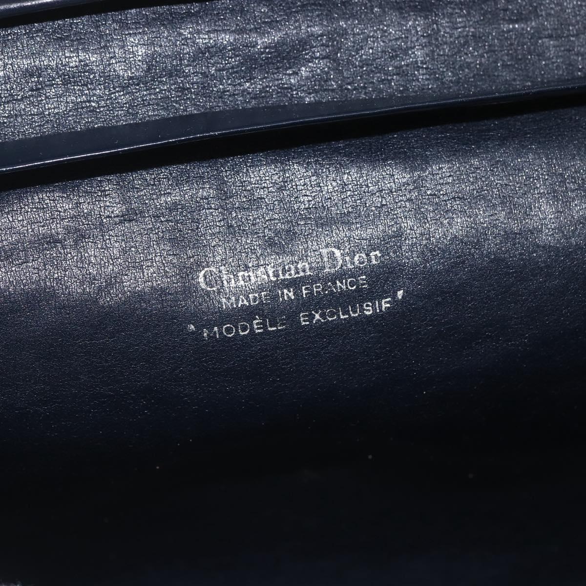 Christian Dior Trotter Canvas Chain Shoulder Bag Navy Gold Auth ka934