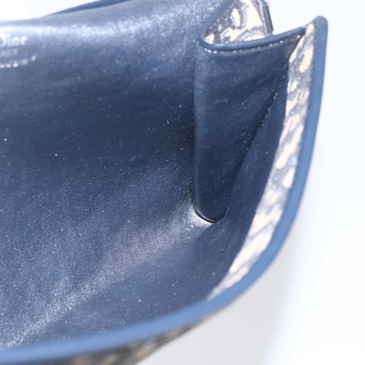 Christian Dior Trotter Canvas Chain Shoulder Bag Navy Gold Auth ka934