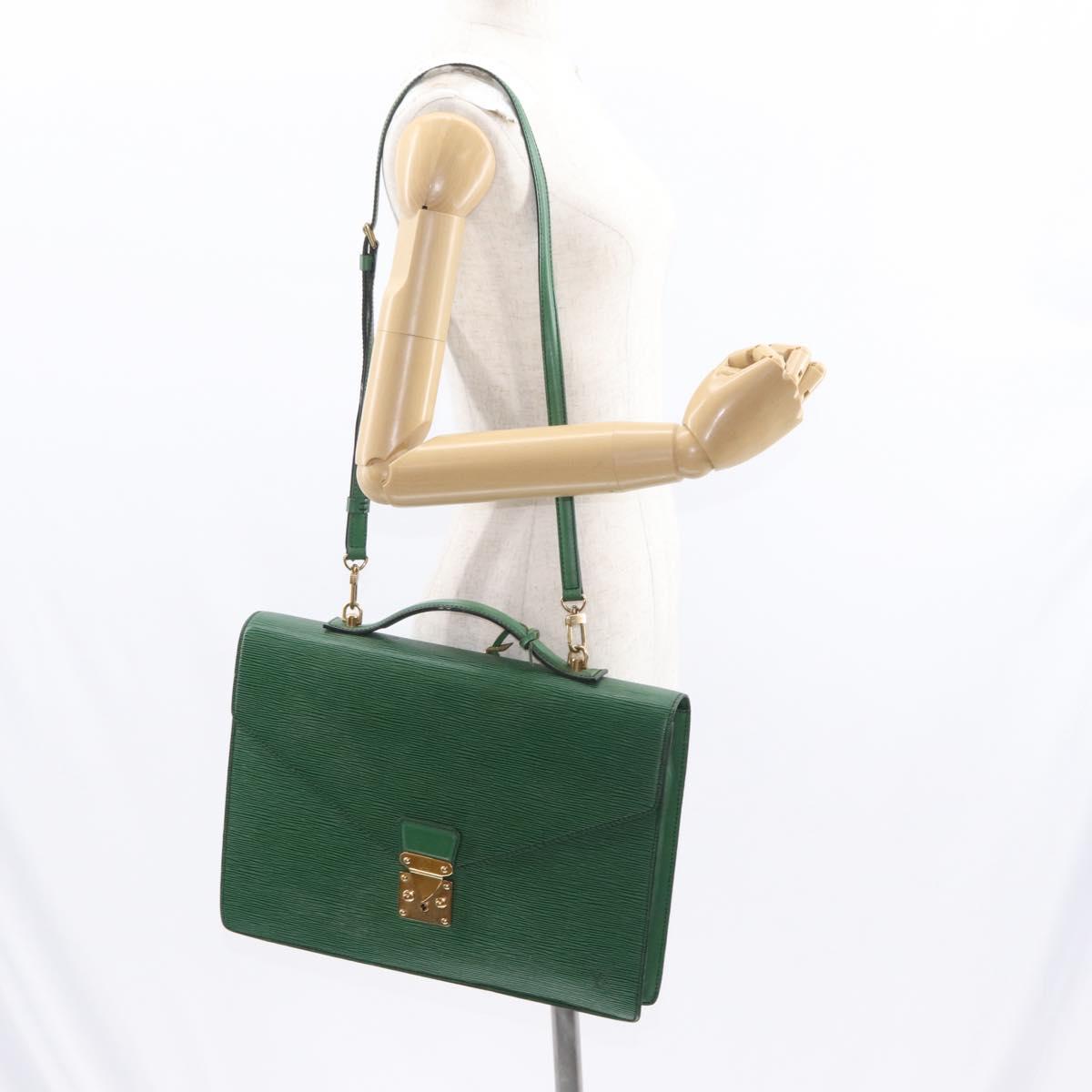 LOUIS VUITTON Epi Serviette Conseiller Briefcase Green M54424 LV Auth ka938