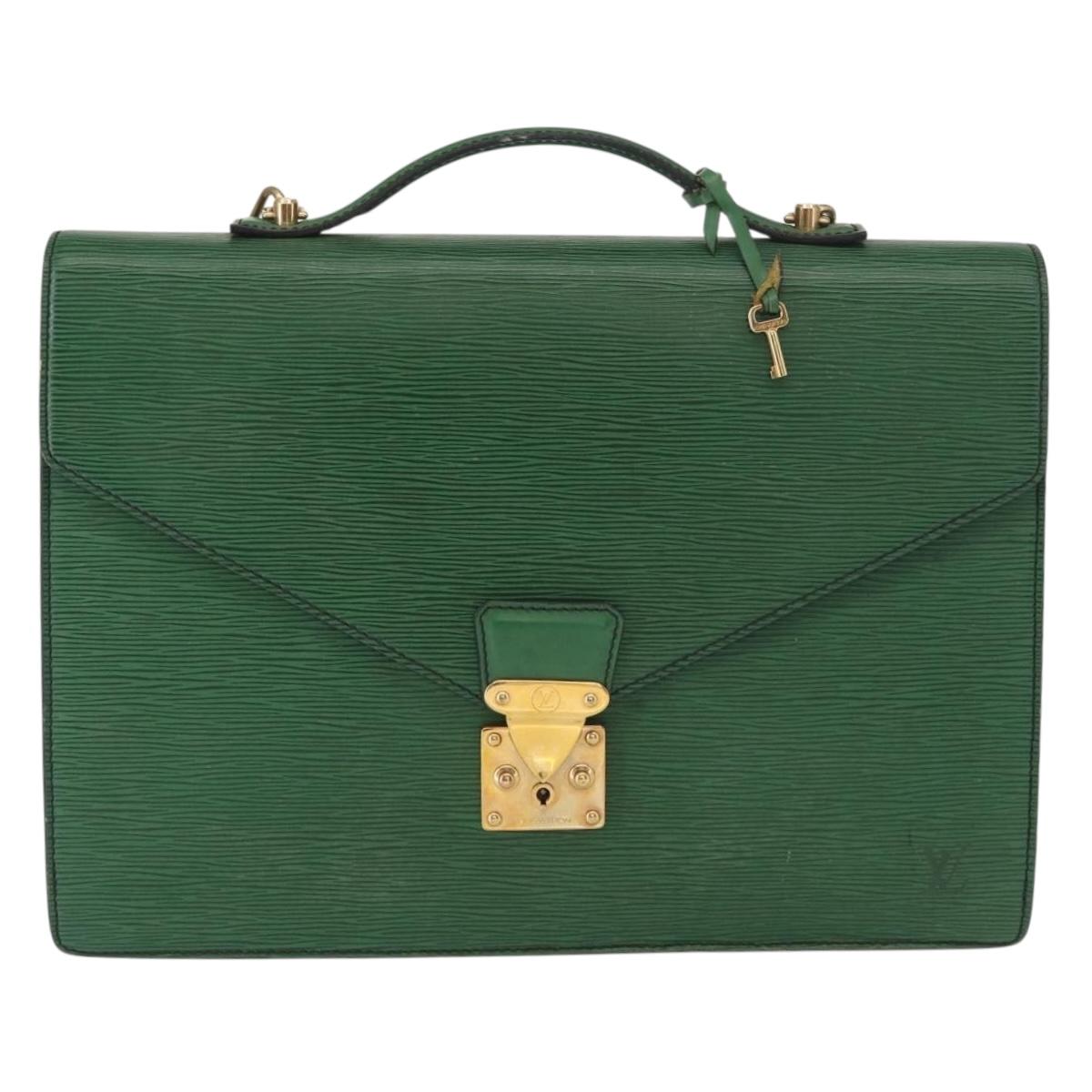 LOUIS VUITTON Epi Serviette Conseiller Briefcase Green M54424 LV Auth ka938