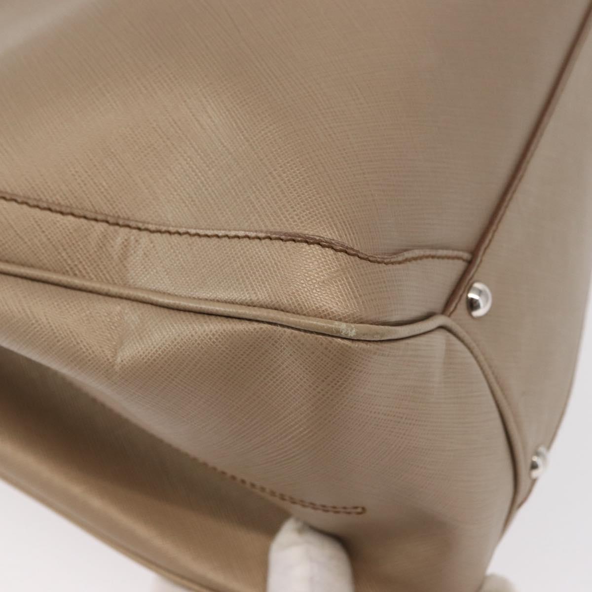 Salvatore Ferragamo Tote Bag Leather Beige Silver Auth ka939