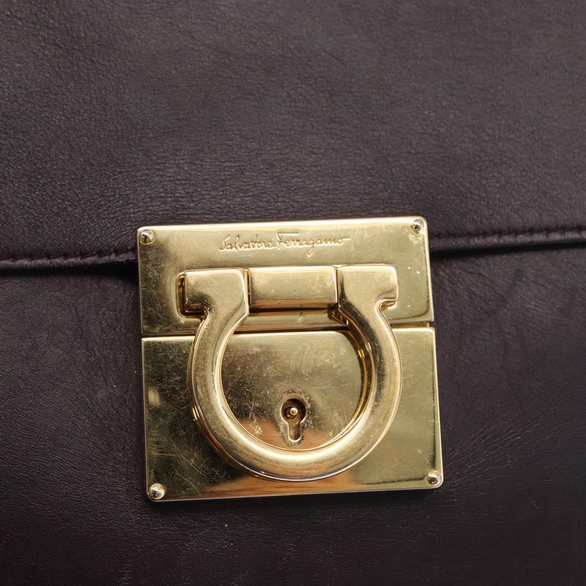 Salvatore Ferragamo Gancini Shoulder Bag Leather 2way Purple Gold Auth ka942