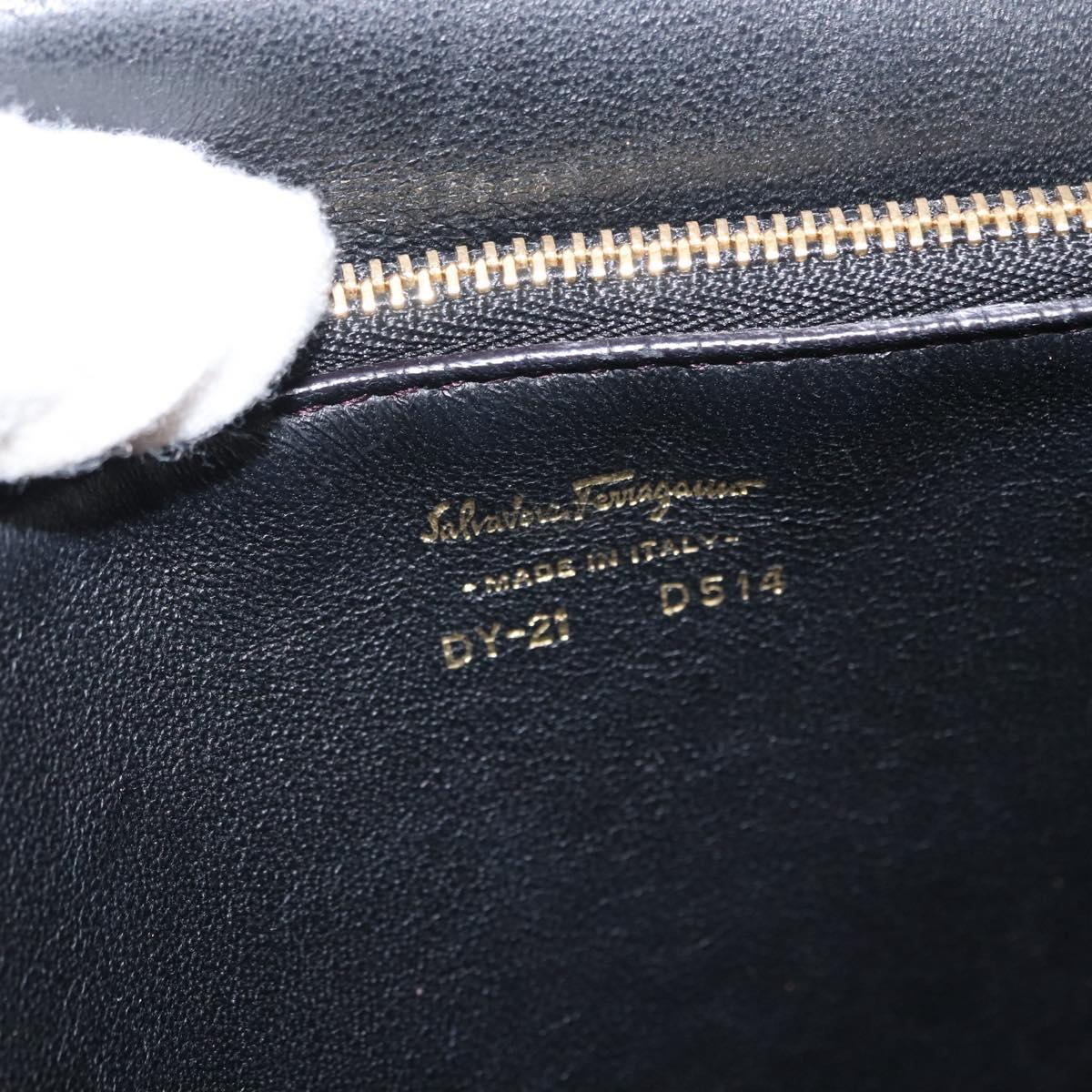 Salvatore Ferragamo Gancini Shoulder Bag Leather 2way Purple Gold Auth ka942