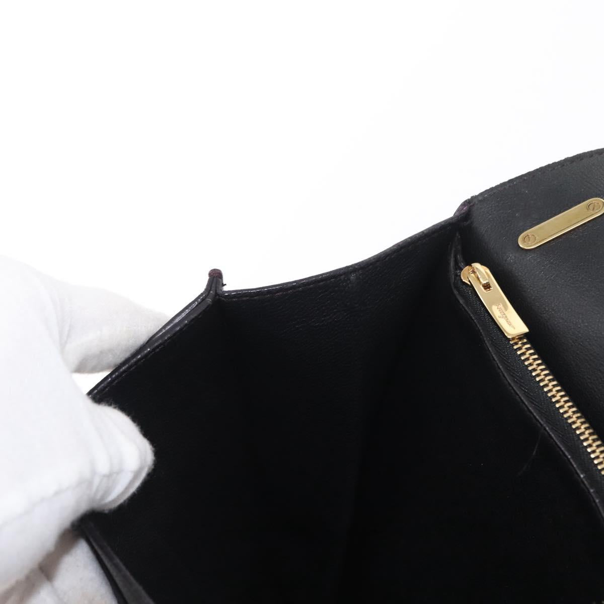 Salvatore Ferragamo Gancini Shoulder Bag Leather 2way Purple Gold Auth ka942