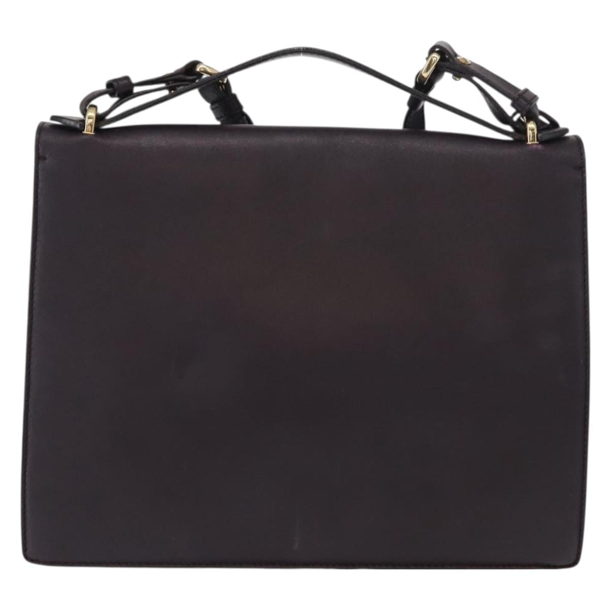 Salvatore Ferragamo Gancini Shoulder Bag Leather 2way Purple Gold Auth ka942