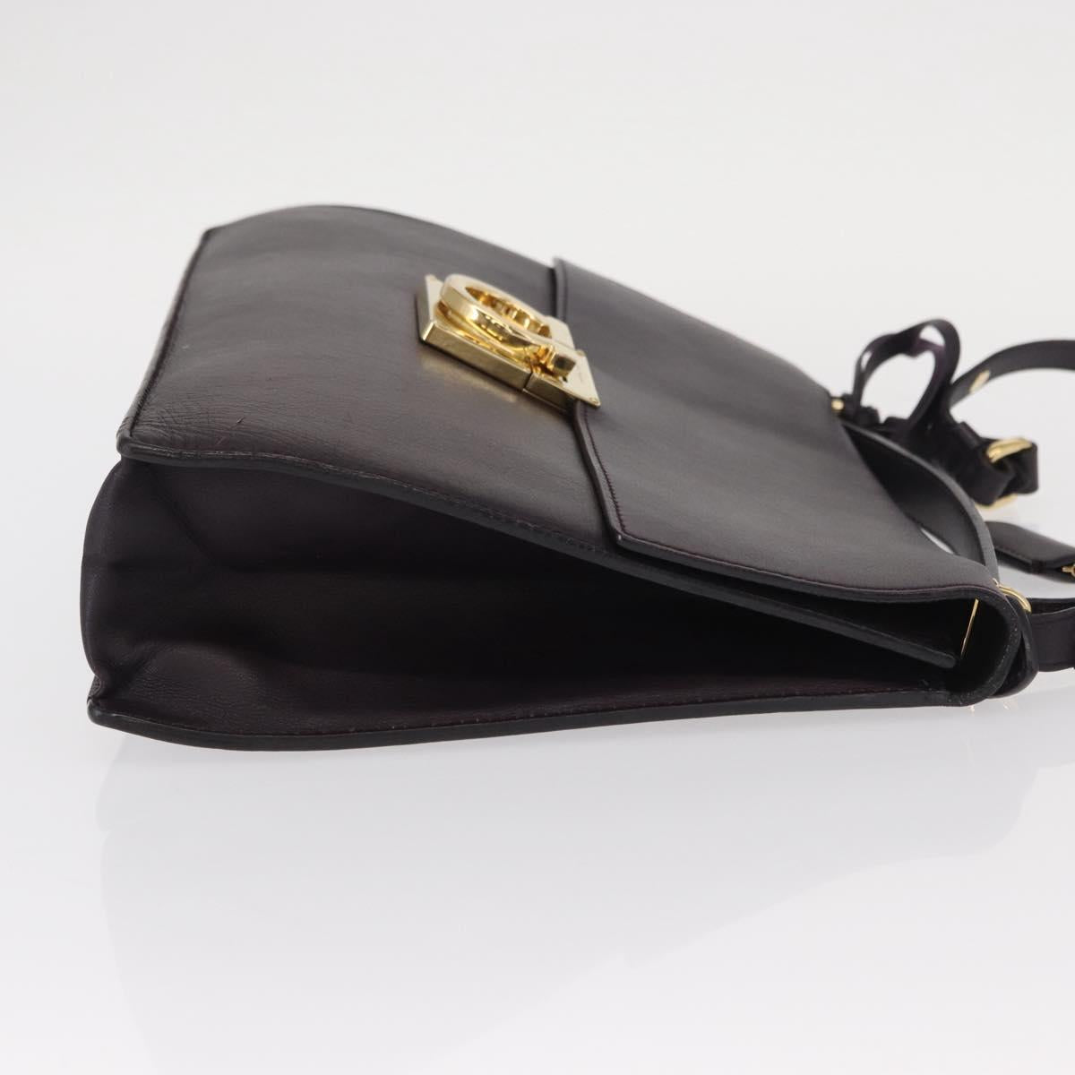 Salvatore Ferragamo Gancini Shoulder Bag Leather 2way Purple Gold Auth ka942