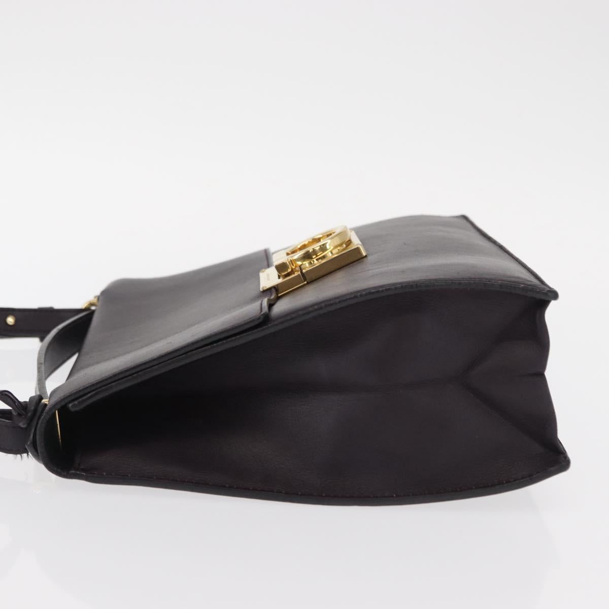 Salvatore Ferragamo Gancini Shoulder Bag Leather 2way Purple Gold Auth ka942