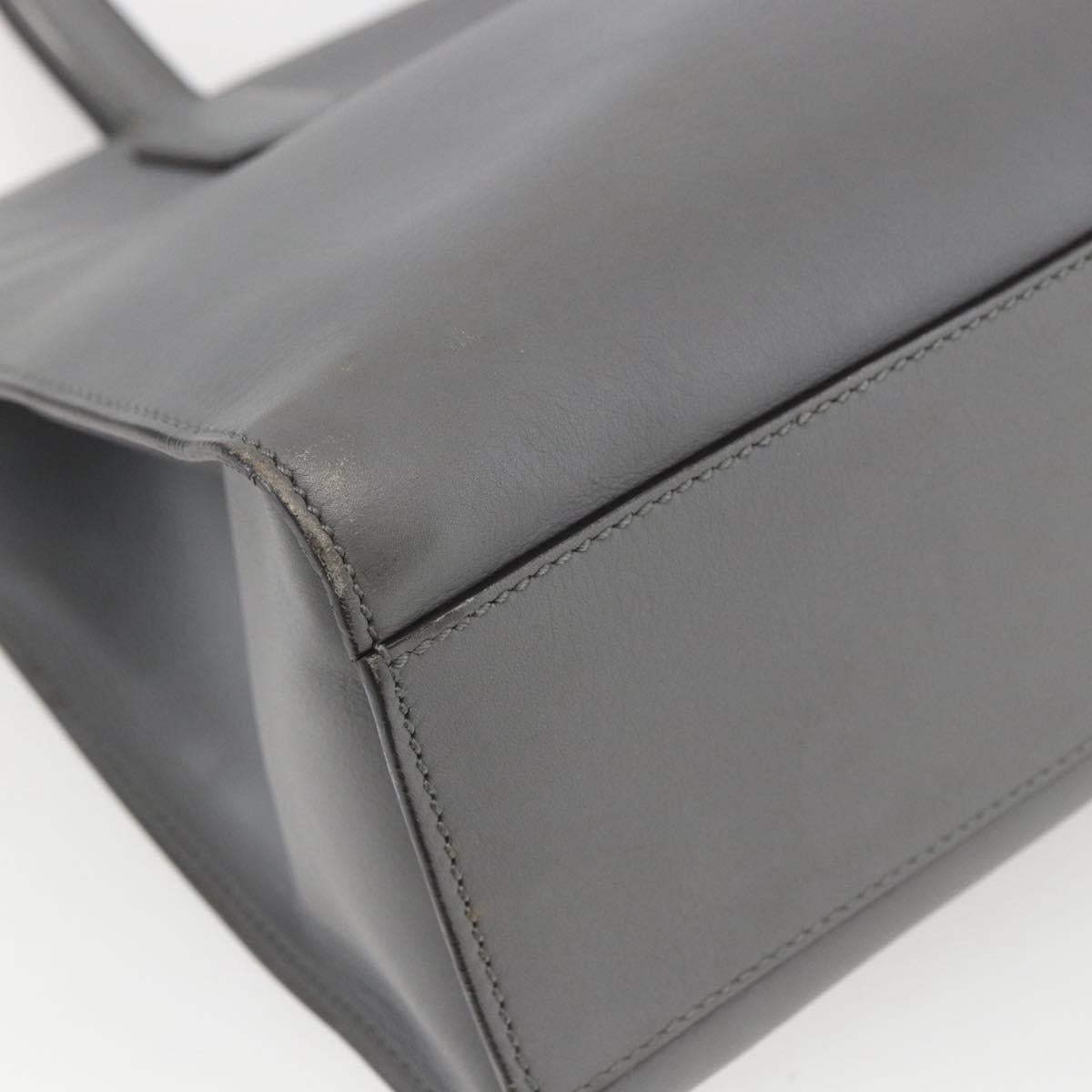 GUCCI Tote Bag Leather Gray Gold 440055 Auth ka948