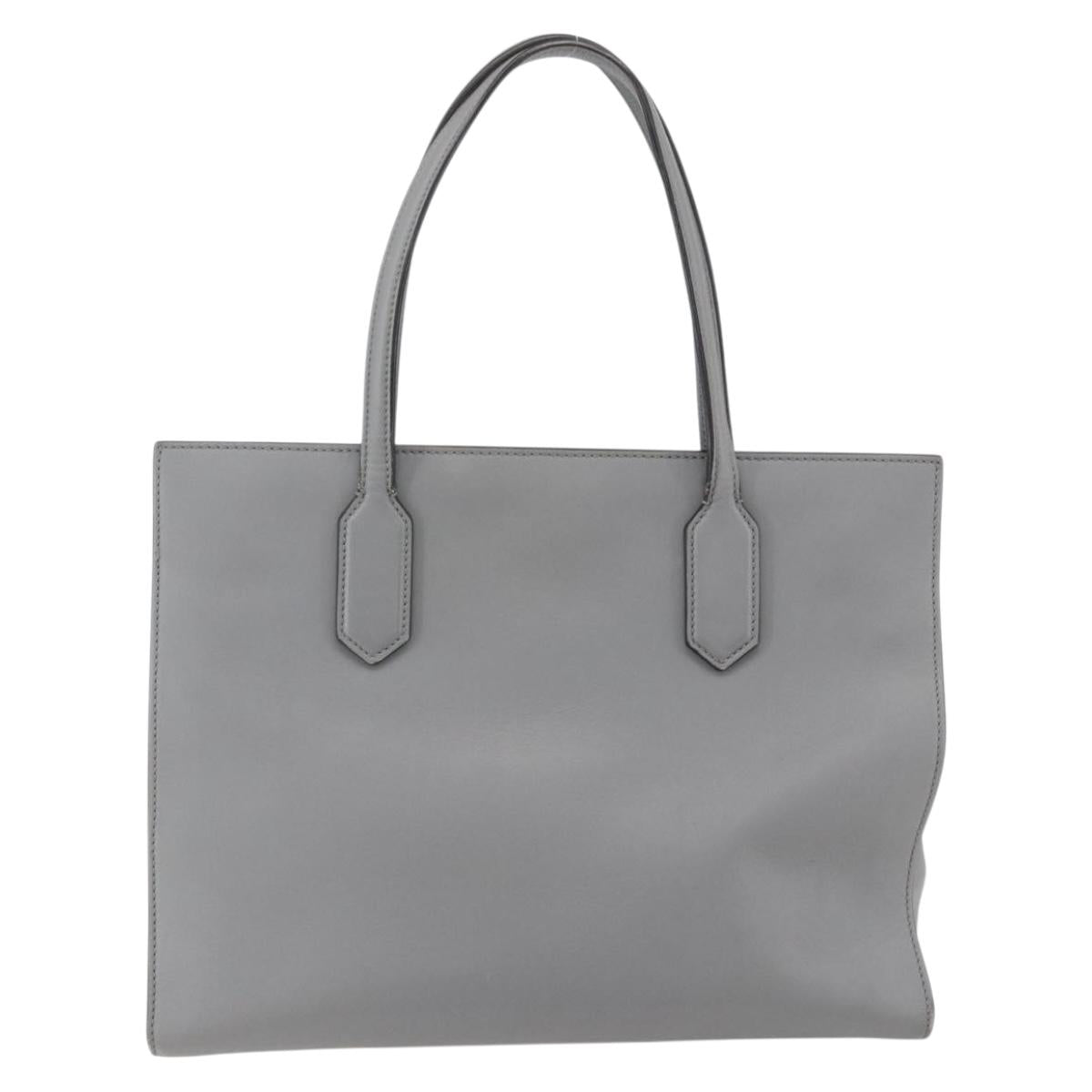GUCCI Tote Bag Leather Gray Gold 440055 Auth ka948