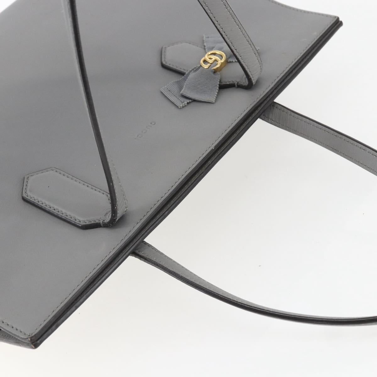 GUCCI Tote Bag Leather Gray Gold 440055 Auth ka948