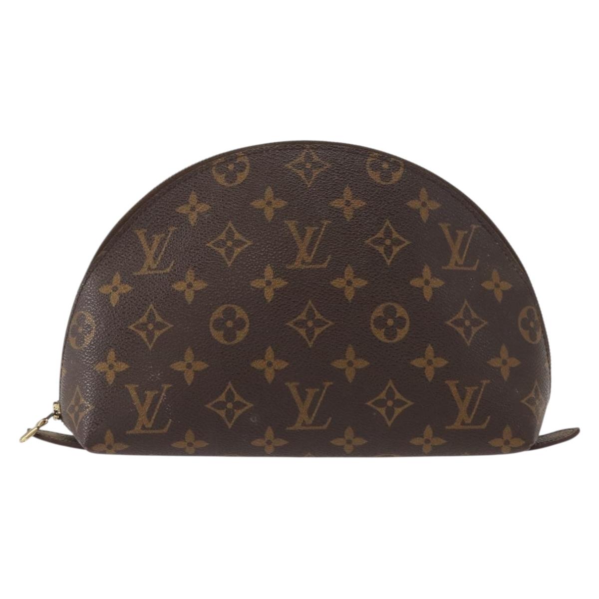 LOUIS VUITTON Monogram Trousse Demi Ronde Cosmetic Pouch M47520 LV Auth ka960