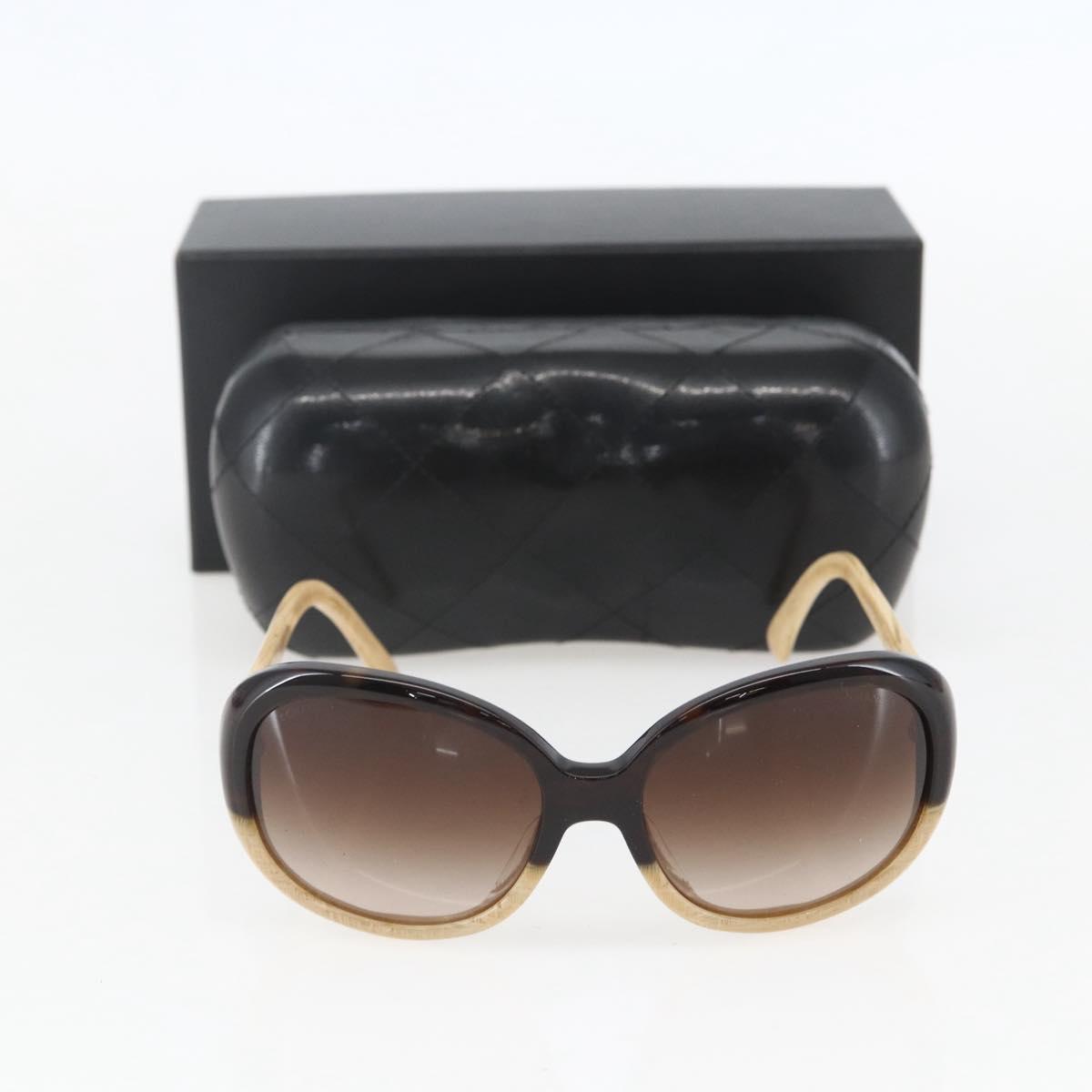 CHANEL Sunglasses plastic Beige CC Auth ka963