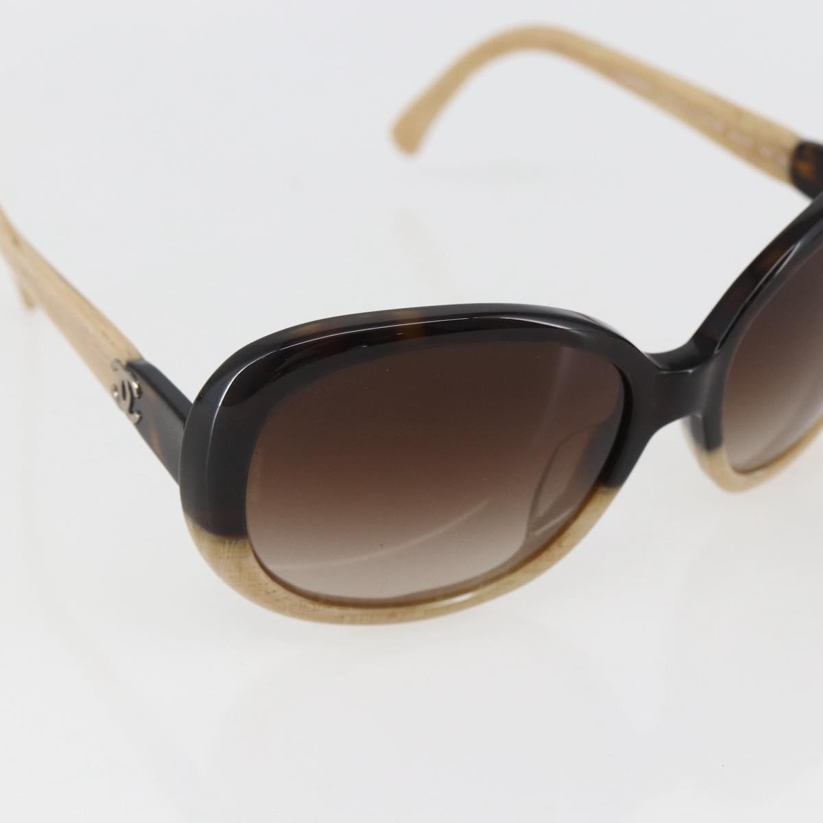 CHANEL Sunglasses plastic Beige CC Auth ka963