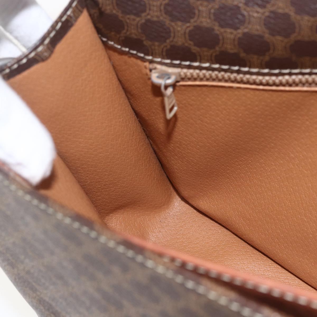 CELINE Macadam Canvas Shoulder Bag PVC Leather Brown Gold Auth ka975