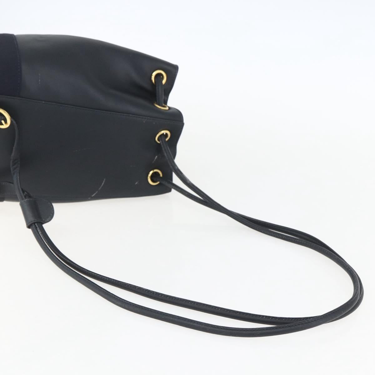 Salvatore Ferragamo Backpack Leather Navy Gold Auth ka976
