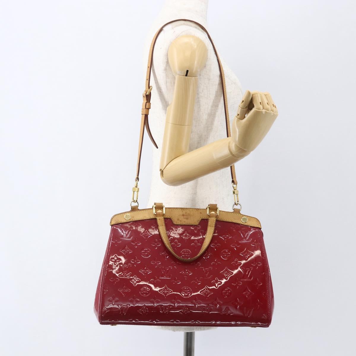 LOUIS VUITTON Vernis Blair MM Hand Bag 2way Rouge Grunadine M91619 LV Auth ka985