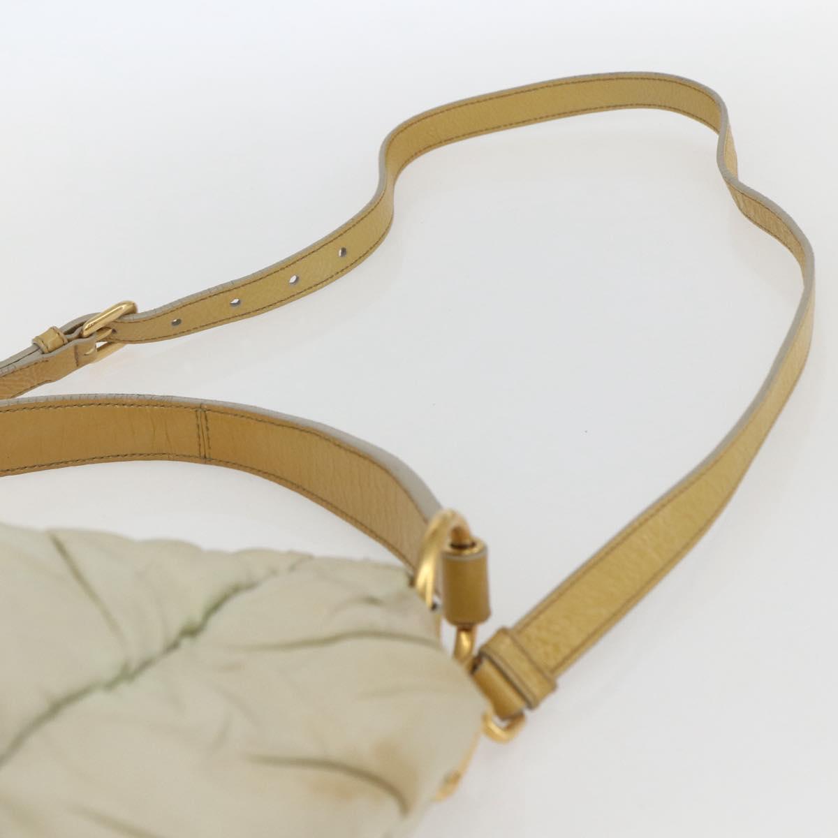 PRADA Hand Bag Nylon 2way Beige Gold Auth ka990