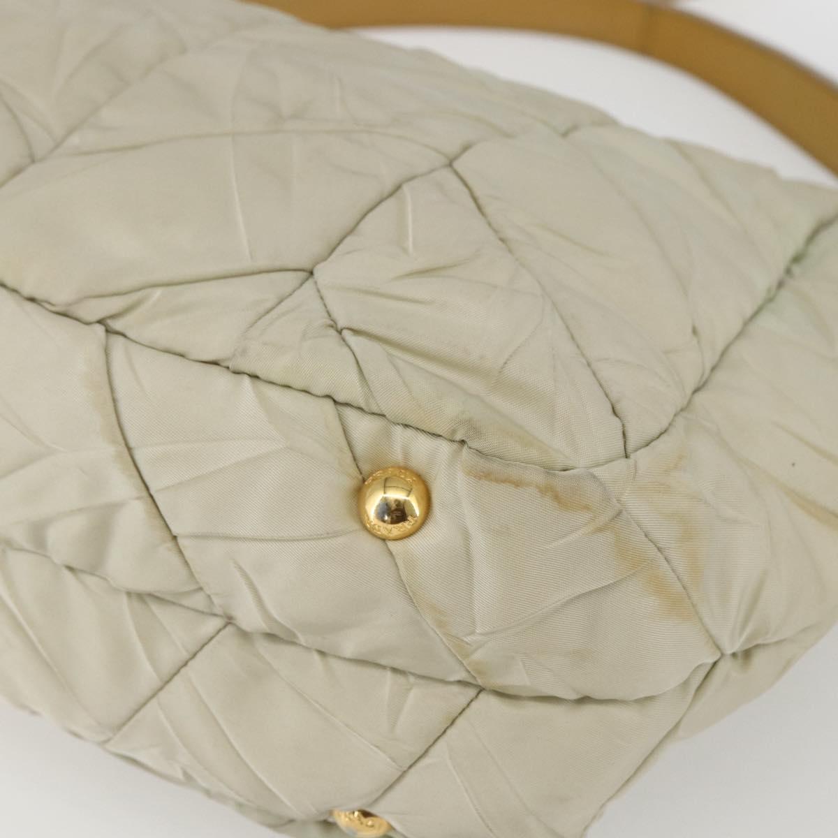 PRADA Hand Bag Nylon 2way Beige Gold Auth ka990