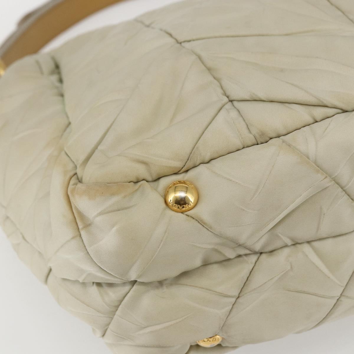 PRADA Hand Bag Nylon 2way Beige Gold Auth ka990