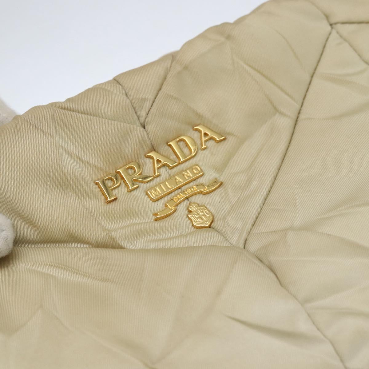 PRADA Hand Bag Nylon 2way Beige Gold Auth ka990