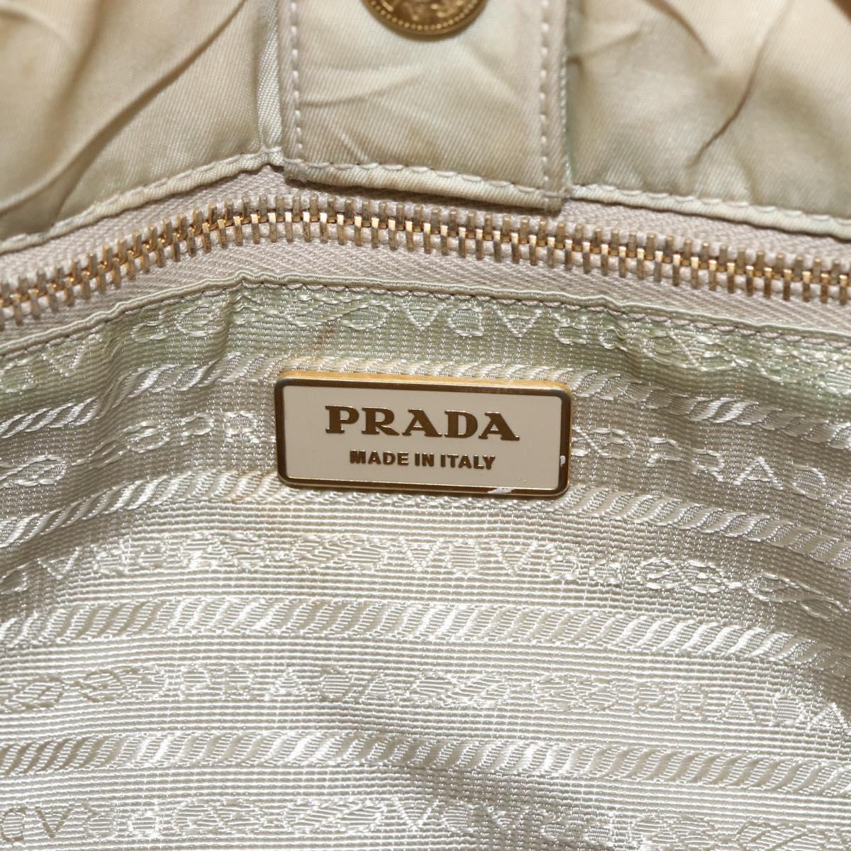 PRADA Hand Bag Nylon 2way Beige Gold Auth ka990