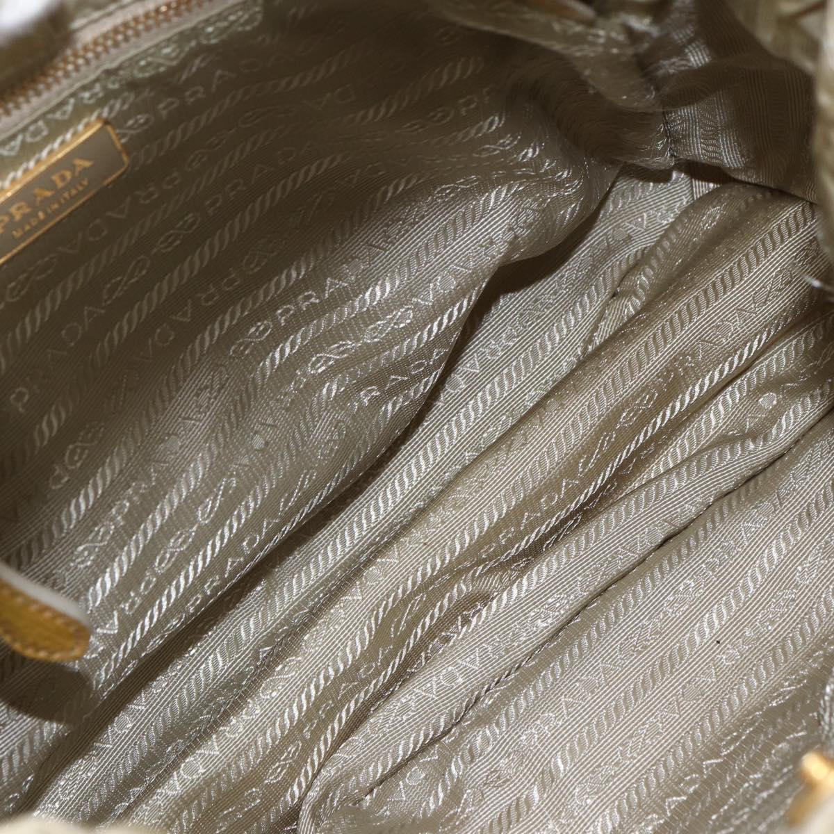 PRADA Hand Bag Nylon 2way Beige Gold Auth ka990