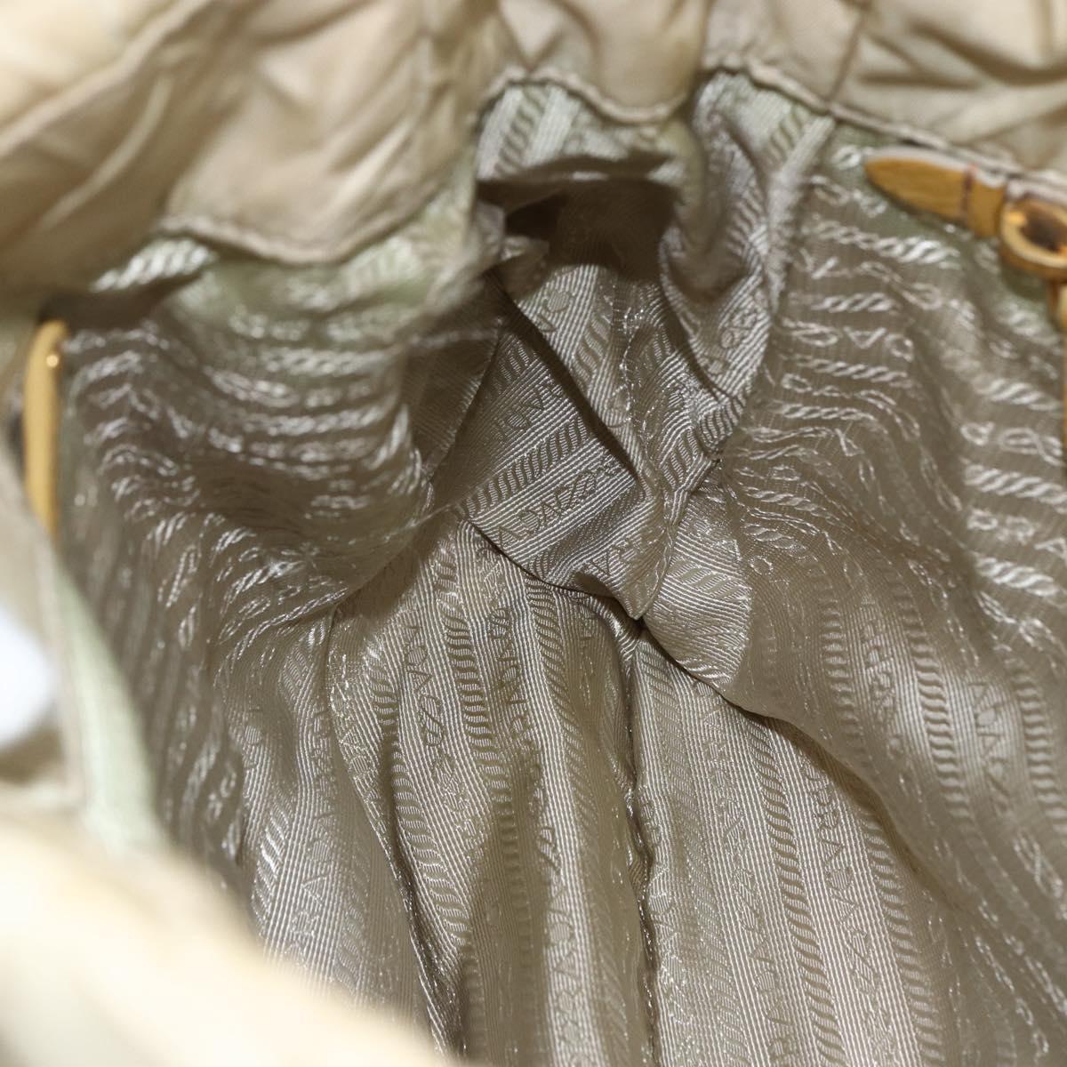 PRADA Hand Bag Nylon 2way Beige Gold Auth ka990