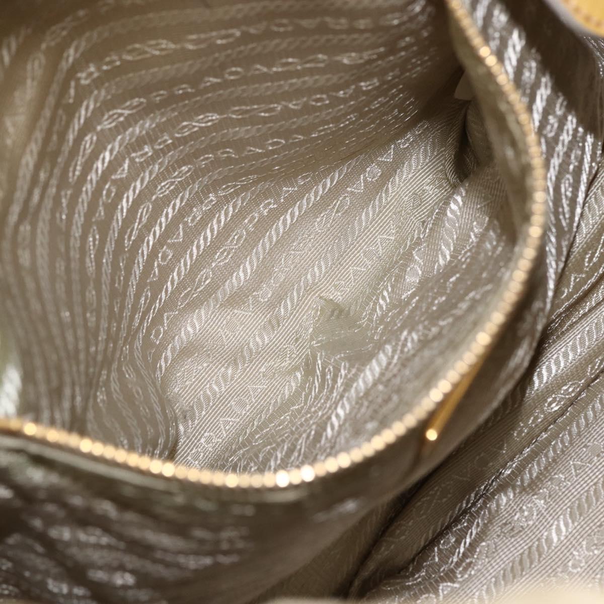 PRADA Hand Bag Nylon 2way Beige Gold Auth ka990