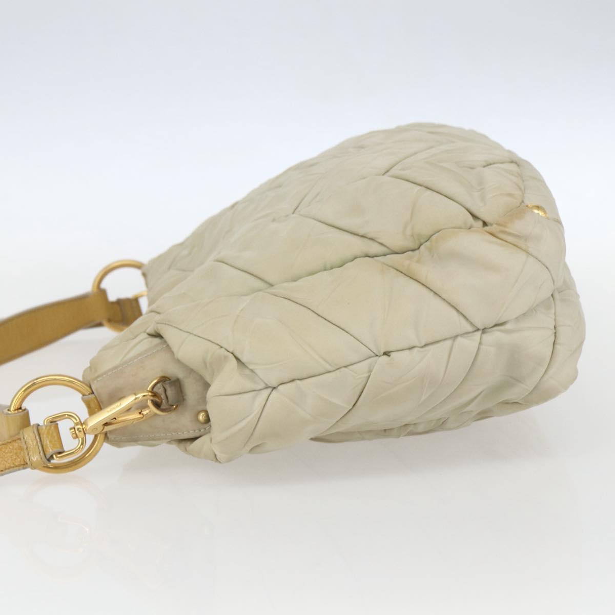 PRADA Hand Bag Nylon 2way Beige Gold Auth ka990