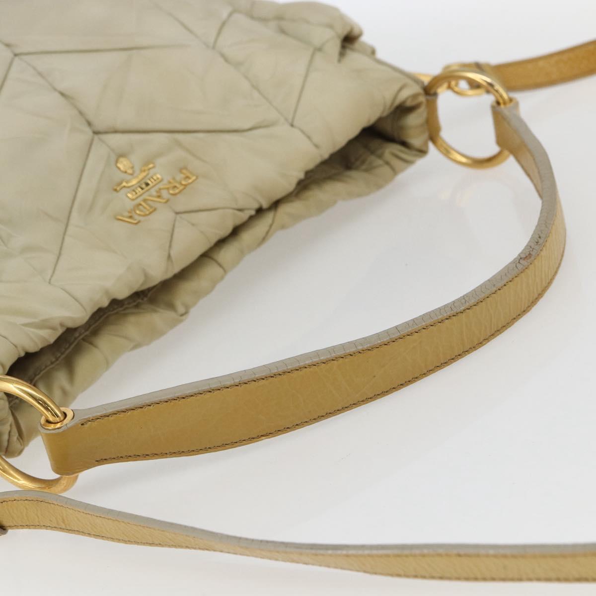 PRADA Hand Bag Nylon 2way Beige Gold Auth ka990
