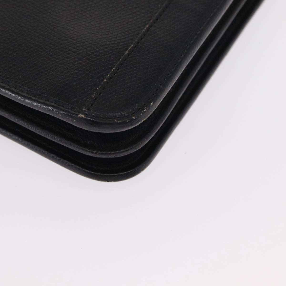 Christian Dior Chain Shoulder Bag Leather Black Gold Auth ka999