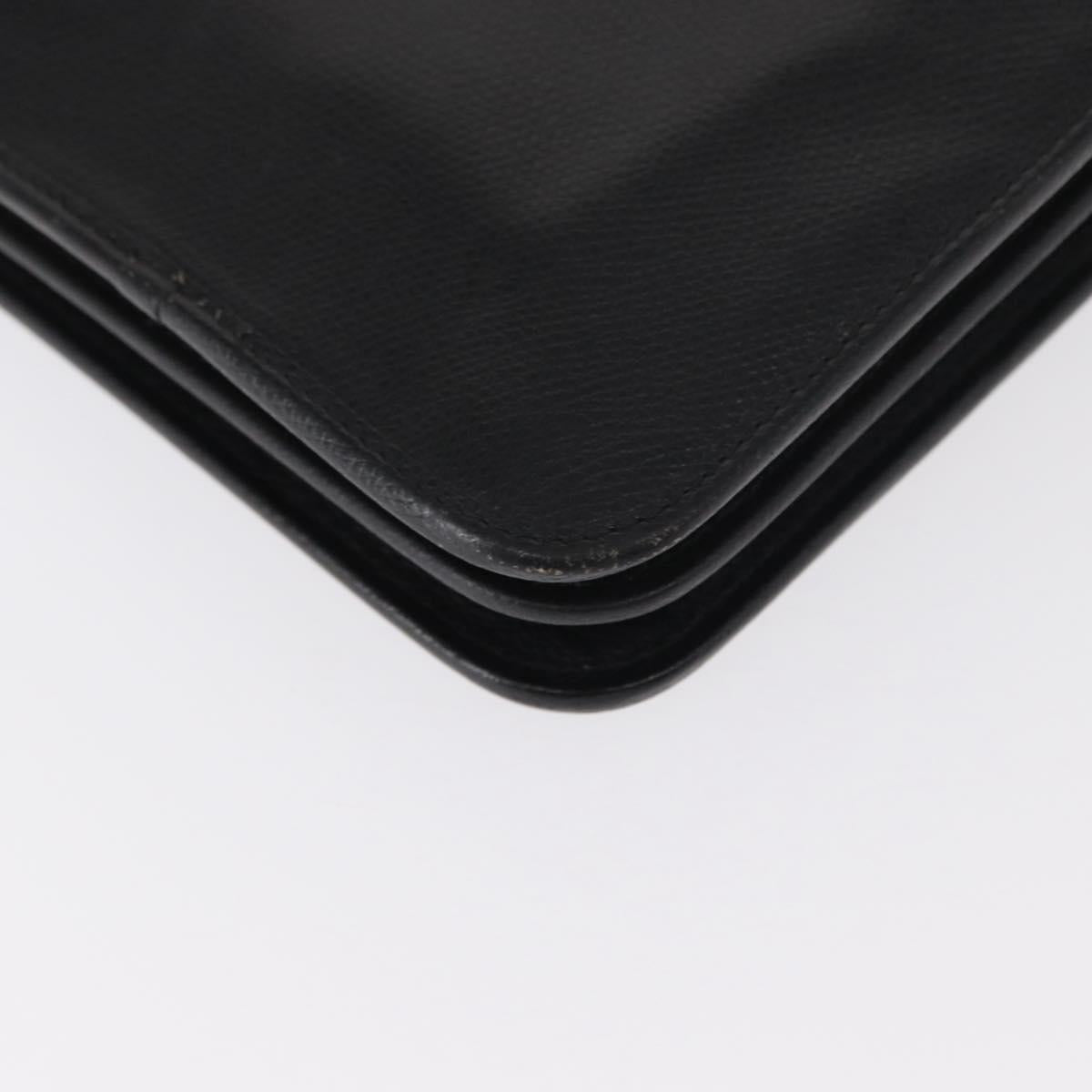 Christian Dior Chain Shoulder Bag Leather Black Gold Auth ka999