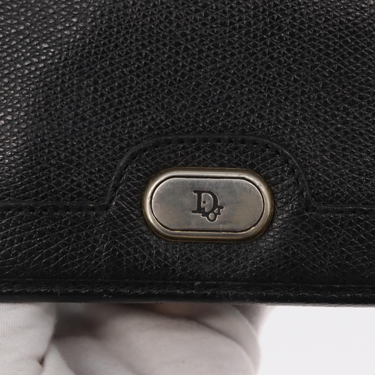 Christian Dior Chain Shoulder Bag Leather Black Gold Auth ka999