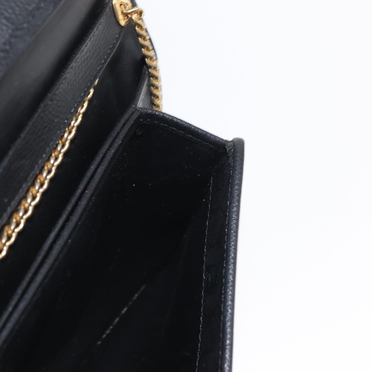 Christian Dior Chain Shoulder Bag Leather Black Gold Auth ka999