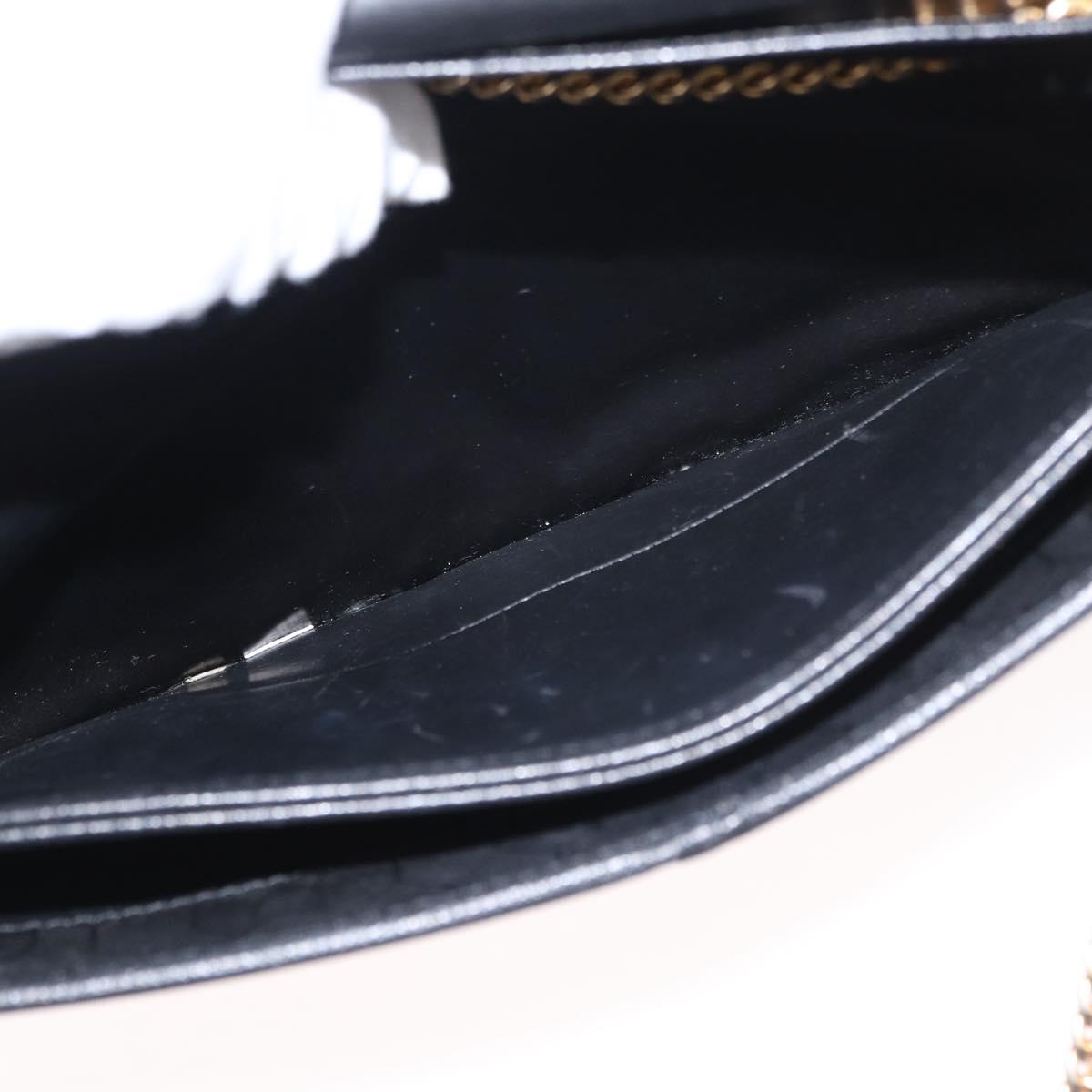 Christian Dior Chain Shoulder Bag Leather Black Gold Auth ka999