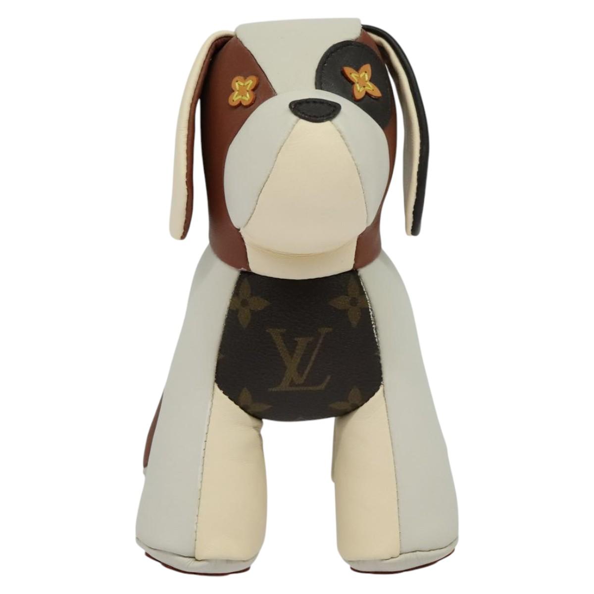 LOUIS VUITTON Monogram Dudu Oscar Stuffed dog White Black GI0251 LV Auth KD038SM