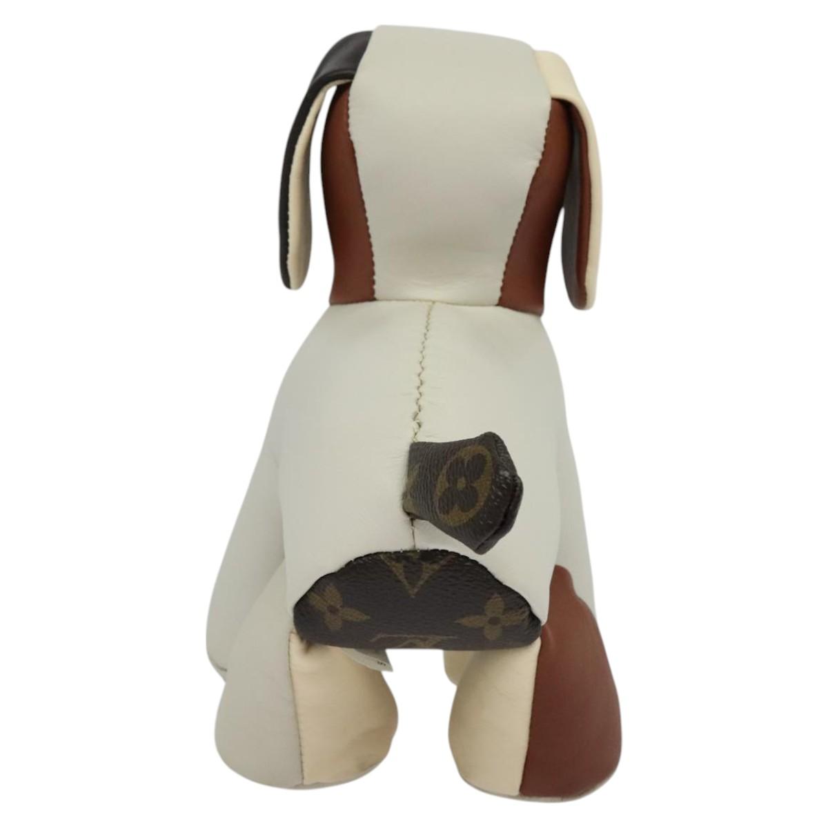 LOUIS VUITTON Monogram Dudu Oscar Stuffed dog White Black GI0251 LV Auth KD038A