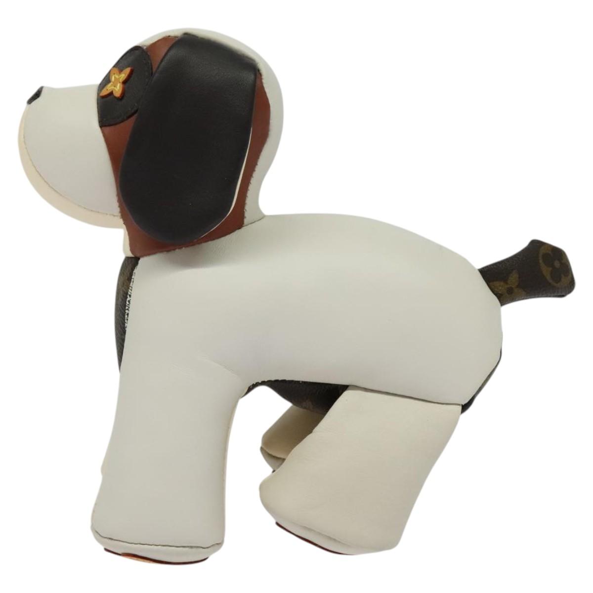 LOUIS VUITTON Monogram Dudu Oscar Stuffed dog White Black GI0251 LV Auth KD038A