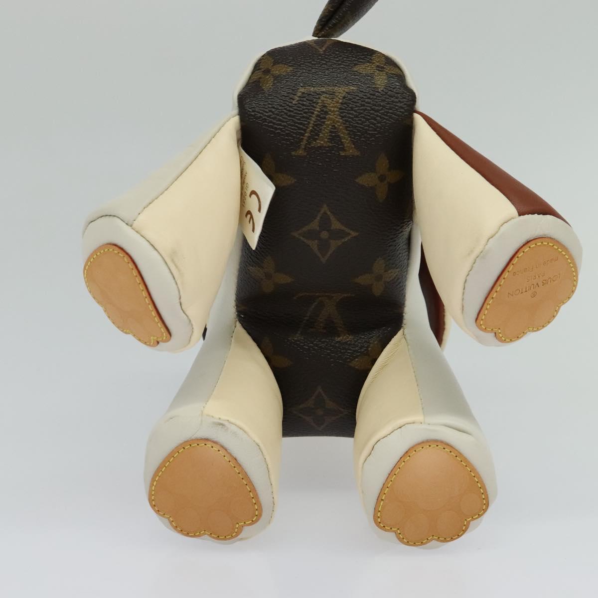 LOUIS VUITTON Monogram Dudu Oscar Stuffed dog White Black GI0251 LV Auth KD038A