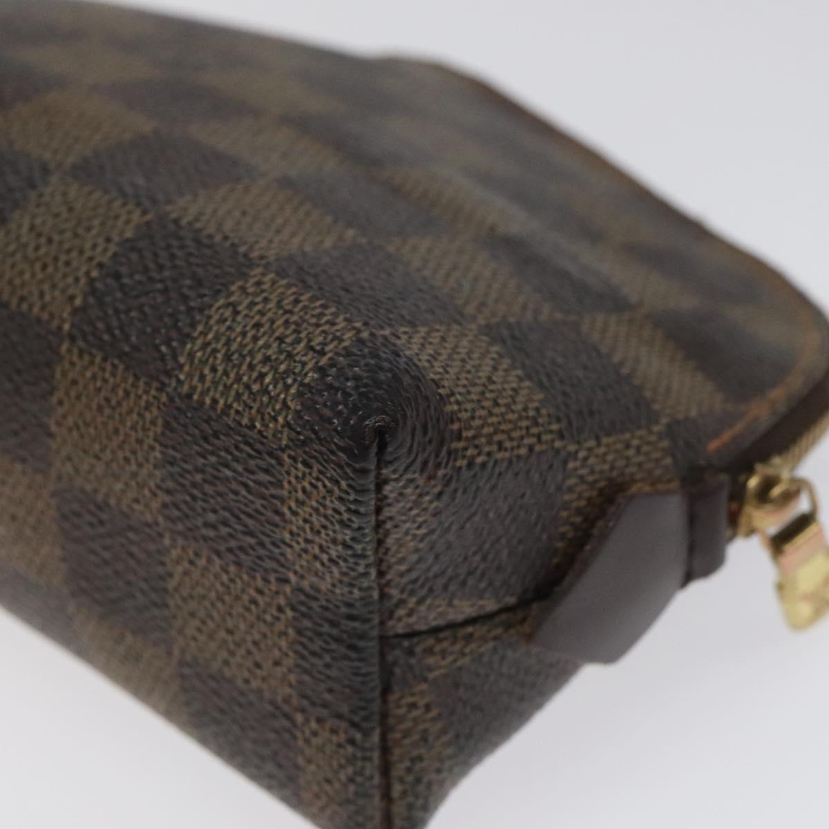 LOUIS VUITTON Damier Ebene Pochette Cosmetic PM Pouch N47516 LV Auth KD039