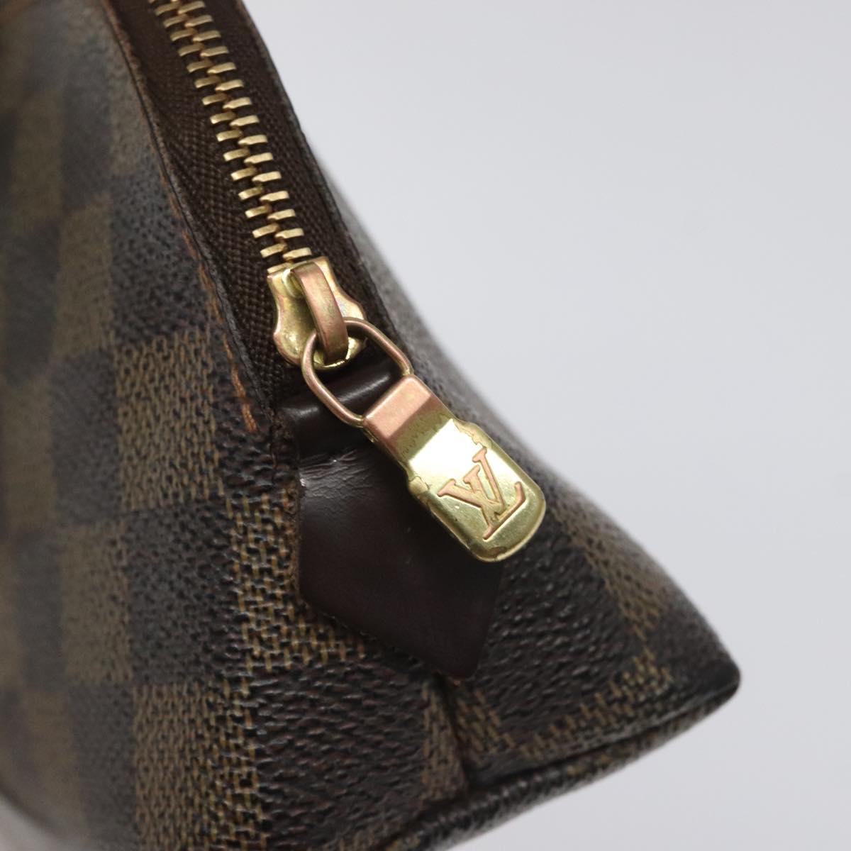 LOUIS VUITTON Damier Ebene Pochette Cosmetic PM Pouch N47516 LV Auth KD039