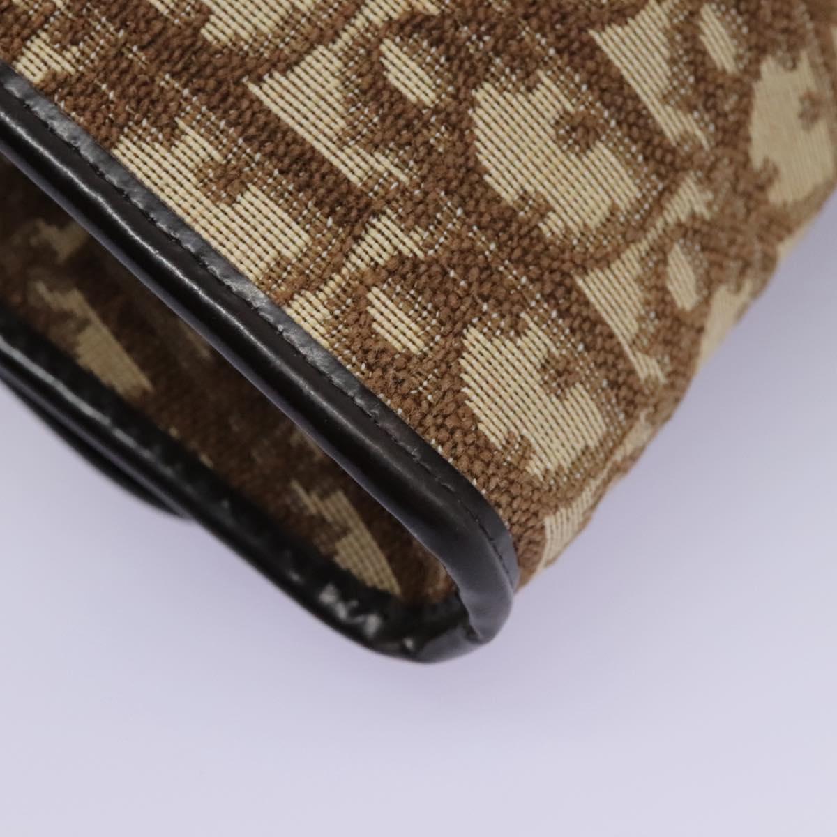 Christian Dior Trotter Canvas Chain Shoulder Bag Brown Gold Auth KD045