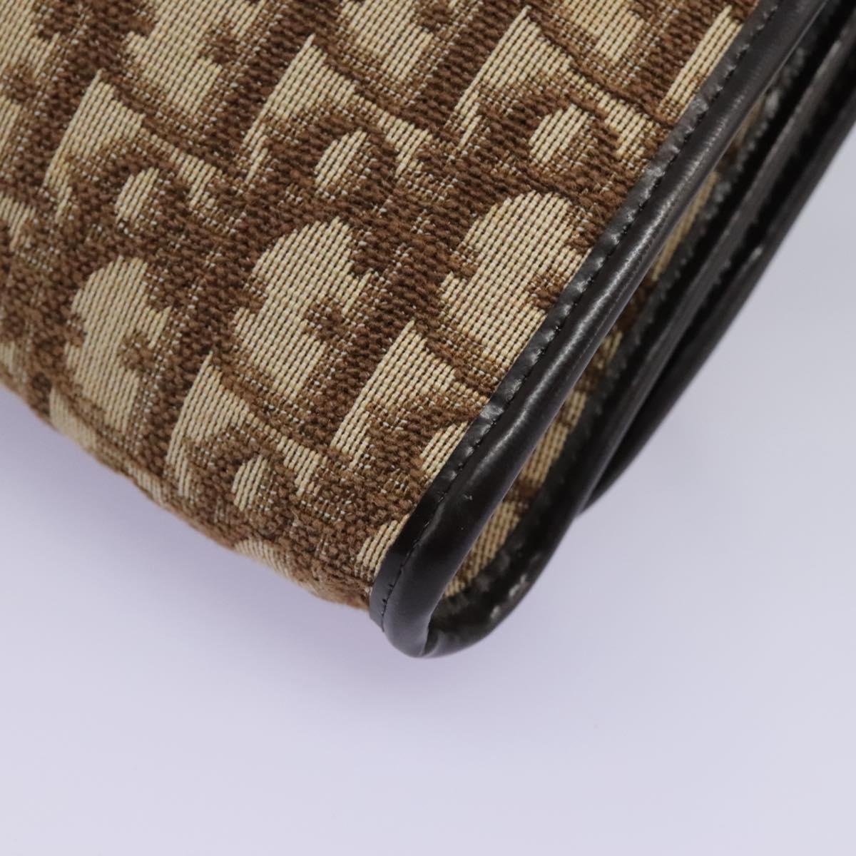 Christian Dior Trotter Canvas Chain Shoulder Bag Brown Gold Auth KD045