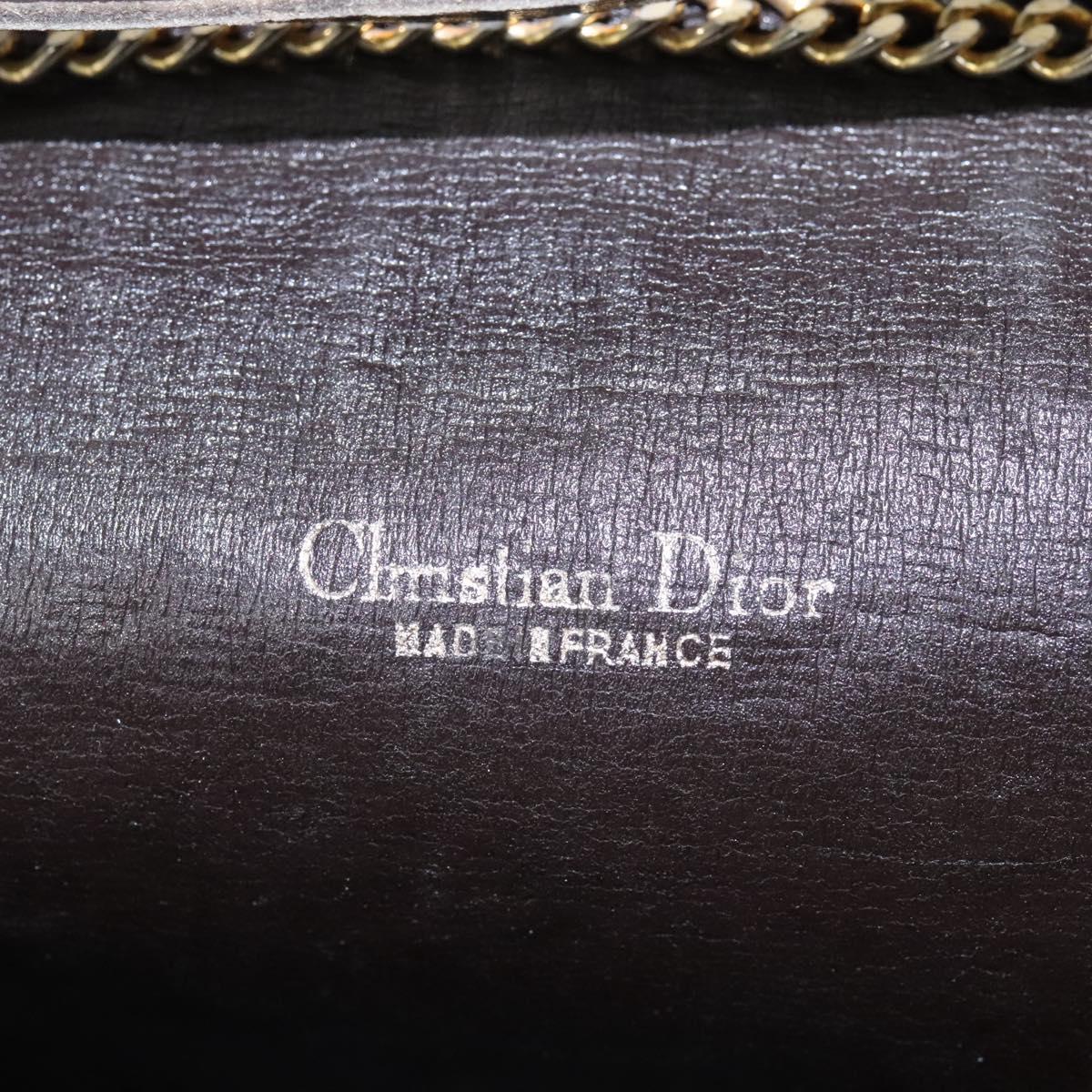 Christian Dior Trotter Canvas Chain Shoulder Bag Brown Gold Auth KD045