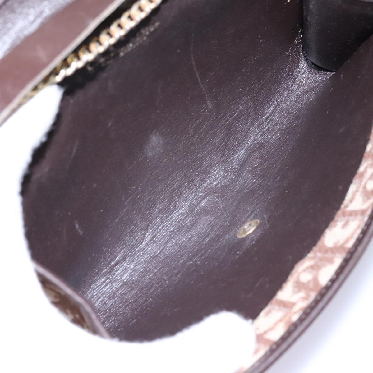 Christian Dior Trotter Canvas Chain Shoulder Bag Brown Gold Auth KD045