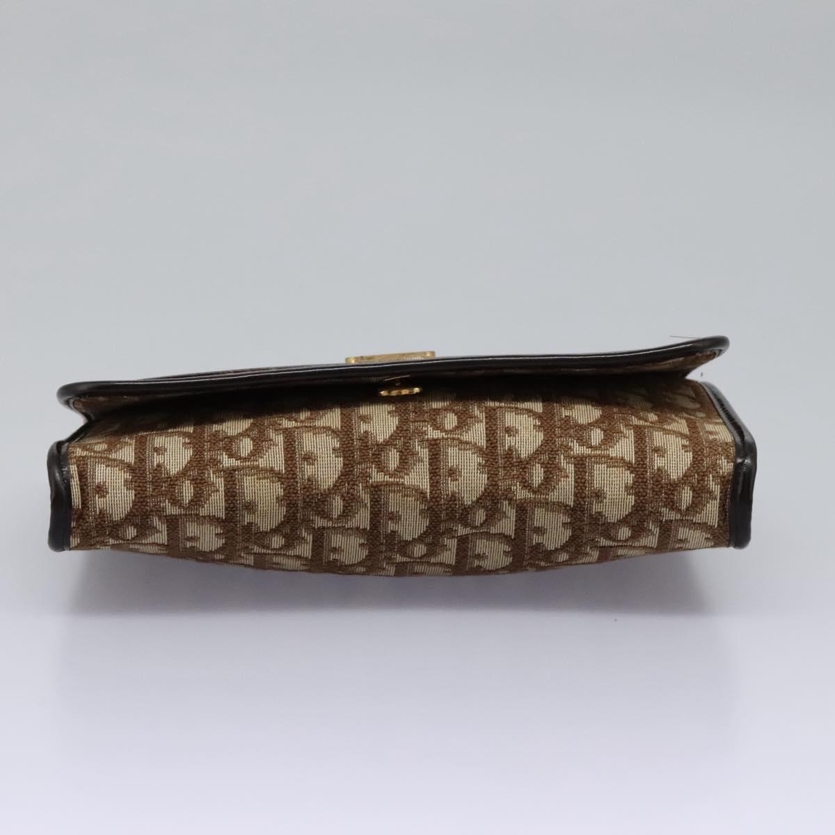 Christian Dior Trotter Canvas Chain Shoulder Bag Brown Gold Auth KD045