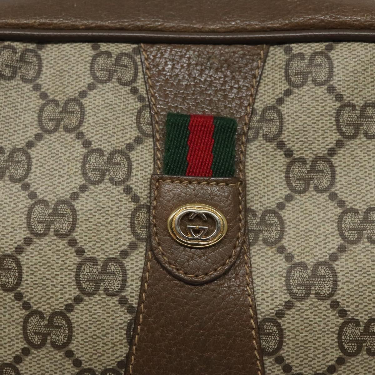 GUCCI GG Supreme Web Sherry Line Clutch Bag PVC Beige Red 89 01 034 Auth KD048