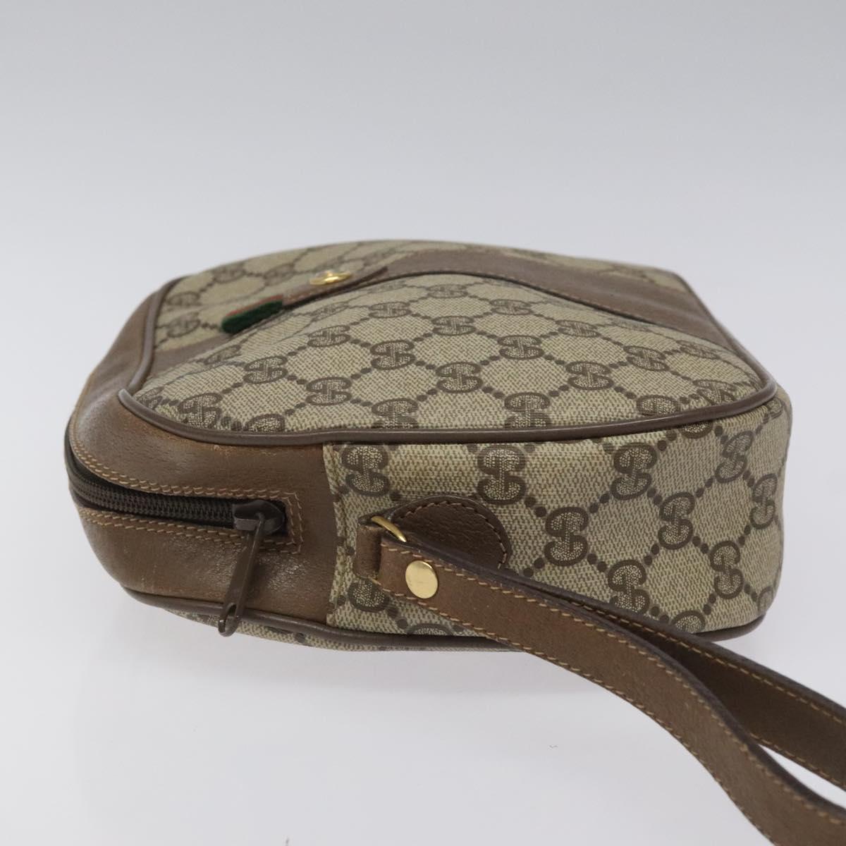 GUCCI GG Supreme Web Sherry Line Clutch Bag PVC Beige Red 89 01 034 Auth KD048